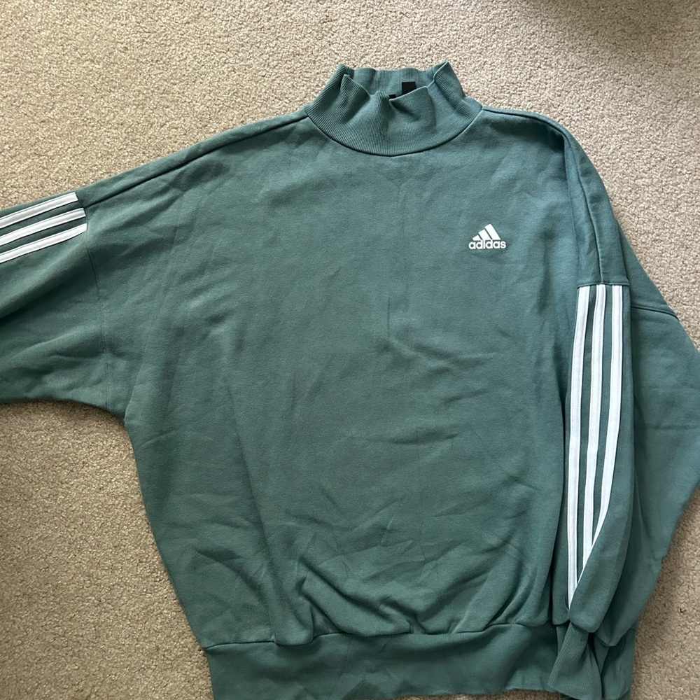 Adidas Green Sweatshirt with Iconic Stripes